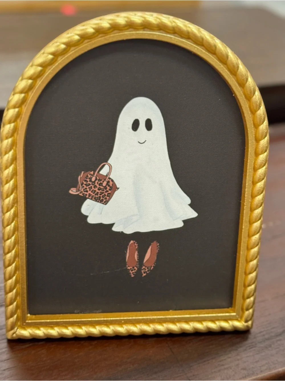 Gold Framed Ghost Wall Art – White and Gold Home Accent